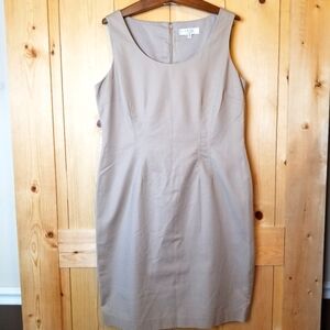 Kasper Separates Tan Cotton Blend Sleeveless Back Zip Lined Sheath Dress